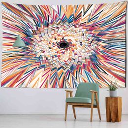 Vertigo Mandala Carpet Wall Hanging Psychedelic Witchcraft Hippie Tapez Colorful Skull Art Home Decor J220804
