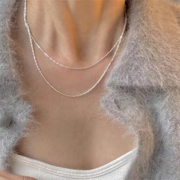 Niche Fashion Design Collarbone Chain Necklace Sparkling Simple Bare Chain Temperament All-Match Jewelry Accessories