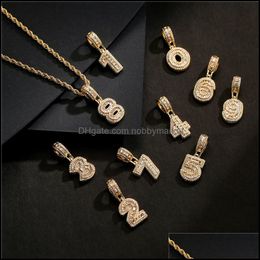 Chains Necklaces Pendants Jewellery Newbuy Baguette Numbers Twist Chain Pendant For Men Women Fl Iced Out Cubic Zircon Hiphop Drop Drop Deli