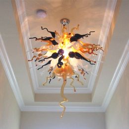 Rustic Style Cottage Lamps Italy Artistic Lobby Coloured Crystal Hand Blown Glass Chandelier 28 by 24 Inches