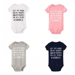 Got my mind on my mommy print Infant Baby Rompers Clothes Newborn Baby Boy Girl Jumpsuit short Sleeve Toddler Romper Overalls 1321 D3