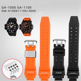 Rubber Watchband For C-asio GA-1000/1100 GW-A1000/1100/4000 Silicone Outdoor Sports Watch Band Bracelet Strap Blue Orange Black 220816