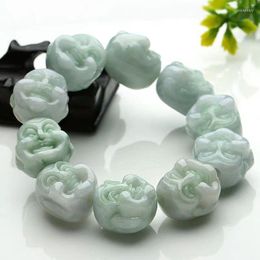 Beaded Strands Burma Jade Bean Colour Laughing Buddha Head Bead Men And Women Bracelet Lars22