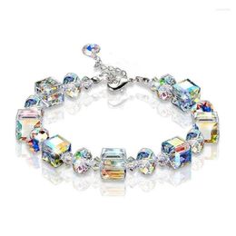 Link Chain Delysia King 1pcs Women Trendy Cube Crystal Bracelet Luxurious Personality Versatile Wrist Friend Gift Kent22