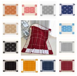 14 Designs Letter Woollen Cashmere Blanket 135X170CM Shawl Scarf Classic Grid Thick Soft Wool Warm Plaid Sofa Bed Decoration Portable Fleece Throw Blankets