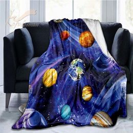 Blankets Moon And Stars Throw Blanket Kids Bedroom Cartoon Planet Pattern Soft Sofa Plush For Adult/Children