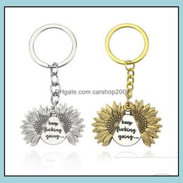 Keychains Fashion Accessories Metal Keychain Pendant Sunflower You Are My Sunshine Keyrings Openable Key Chain Gift Promotion Drop Delivery