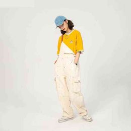 Retro Denim Workwear Women 2022 Summer Korean Version Pants Loose Wide Pipes Jumpsuit Fashion Casual All Match Women jeans L220726