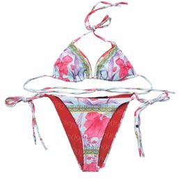 Floral Print Bikinis Set Women Fashion Halter Swimwear Beach Surfing Swim Wear Hot Spring Bathing Suit