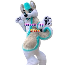 Fursuit Long-haired Husky Dog Fox Wolf Mascot Costume Fur Adult Cartoon Character Doll Halloween Party Cartoon Set #227