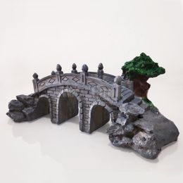 Mr.Tank rium Landscape Bridge Ornament Large Resin Rock Hiding Cave Fish Tank Decorations Y200917