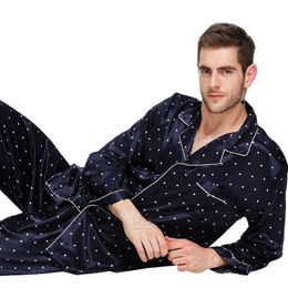 Men's Sleepwear Mens Silk Satin Pajamas Set Pyjamas Set PJS Sleepwear Set Lounge 220823