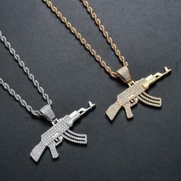 Pendant Necklaces European And American Hip Hop Jewellery Automatic Rifle Gun Necklace Cross Border Personalised Men's JewelryPendant Pend