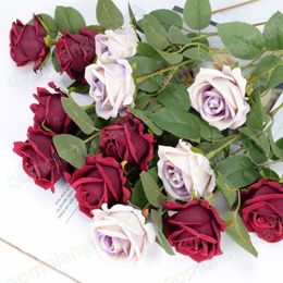 Decorative Flowers Simulated rose single flannelette Rose Home wedding decoration Valentine's Day simulated simulated flower artificial flower