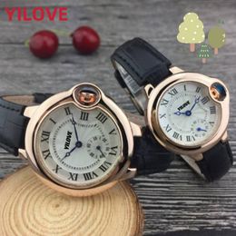 High Quality Fashion Lovers Watch Sapphire Glass Stainless Steel Case Clock Waterproof Genuine Leather Strap Roman Word Nail Business Gifts Wristwatch