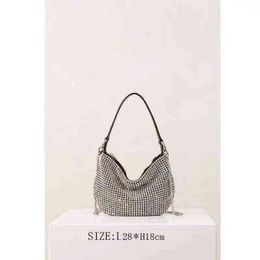 Shoulder Bag Evening s Wedding Handbag Designer Handle Rhinestones Silver Crystal Bling Semi Circular s for Women 220607