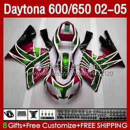 Green red Motorcycle Bodys For Daytona600 Daytona650 02-05 Bodywork 132No.47 Cowling Daytona 650 600 CC 02 03 04 05 Daytona 600 2002 2003 2004 2005 ABS Fairing Kit