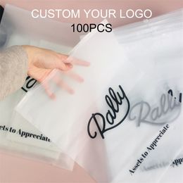 100 PCS frosted per s clear high quality clothes plastic custom zip lock bag 220704