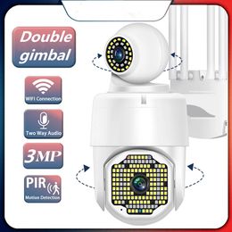 3MP Dual PTZ Lens Wifi Camera Outdoor Auto Tracking CCTV Home Security IP Camera 2 Way Audio Night Vision Surveillance Cameras