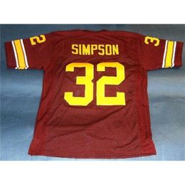 Mit Custom Men Youth women Vintage #32 OJ SIMPSON USC TROJANS HEISMAN NC College Football Jersey size s-4XL or custom any name or number jersey