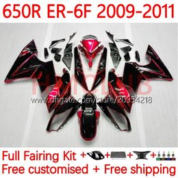 Fairings Kit For KAWASAKI NINJA 650R ER 6 F 650 650 R Body ER6 F ER6F 09 10 11 Bodywork 17No.41 ER-6 F ER 6F 650-R 09-11 Cowling ER-6F 2009 2010 2011 OEM Fairing black red