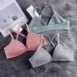 Bustiers & Corsets Cotton Thread Sexy Bras For Women French Style Bralette Deep V Triangle Cup Underwear Comfortable Breathable Wireless Lin