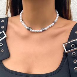 Chokers Vintage Butterfly/Pearl Beads Chain Short Choker Necklace For Women Trendy 2022 Fashion Jewellery Neck CollarChokers