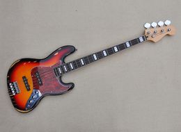 4 Strings Tobacco Sunburst Vintage Electric Bass Guitar with Rosewood Fingerboard