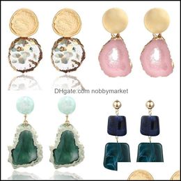 Dangle Chandelier Earrings Jewellery Crystal Natural Stone For Women Vintage Geometric Metal Pendant Drop Earring Fashion 2021 Delivery Ii8X