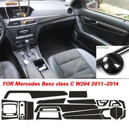 For mercedes benz C Class W204 2011-2014 Interior Central Control Panel Door Handle 3D 5D Carbon Fibre Stickers Decals Car styling Accessorie