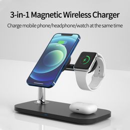 3 in 1 Magnetic Wireless Charger Stand 15W Aluminium Alloy Charging Station for iPhone 13 Pro Max/13/12 Apple Watch 3/4/5/6/7/SE Series Airpods 3/pro/2