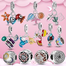 925 Sterling Silver Pendant Charms for Pandora Original box Starfish Octopus Ocean Turtle European Bead Charms Bracelet Necklace jewelry making