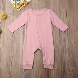 New Fashion Baby Unisex Autumn Romper Infant Baby Girl Boy Long Sleeve Solid Romper Bodysuit Jumpsuit Outfits Clothes 0-24M G220521