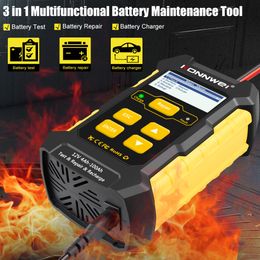 New KONNWEI KW510 12V 5A Full Automatic Car Battery Tester Pulse Repair Charger Wet Dry Lead Acid Car Battery Repair Tool Agm Gel Fast-shipment