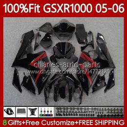 OEM MOTO Body For SUZUKI GSXR 1000 CC K5 GSX-R1000 2005 2006 Bodywork 122No.35 GSXR-1000 GSXR1000 1000CC 05 06 GSX R1000 05-06 Injection Mold Fairings Kit red black blk