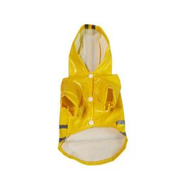 Dog Apparel Outdoor Puppy Pet Rain Coat Hoody Waterproof Jackets PU Raincoat With Reflective Lines Safety Jacket