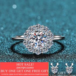 Cluster Rings Silver Original 925 Snowflake Ring Diamond Test Past Brilliant Cut 1 D Colour Moissanite Engagement Gemstone JewelryCluster