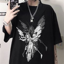 kpop american clothing casual y2k female t shirt gothic angel print ins vintage women tees hip hop oversize Ulzzang shirt 220628