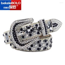 Belts Cowboy Rhinestone Belt Western Designer Skull Diamond Studded For Women Men Punk Jeans Buckle Cinturones Para HombreBelts Forb22