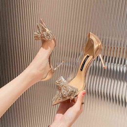 Transparent PVC Sandals Wedding Shoes Women Pointed Clear Crystal Cup High Heel Stilettos Sexy Pumps Summer Shoes Women Pumps G220425