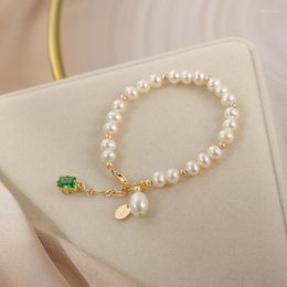Beaded Strands Pearl Bracelet Freshwater Millet Bead Plating 14K Gold Niche Design Girlfriends Hand-woven Inte22