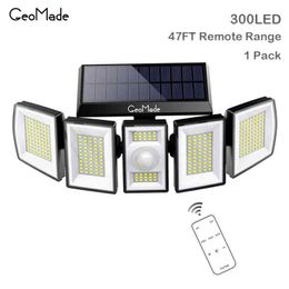 Outdoor Solar Lamp Led Light Sunlight Powered Spotlight Wall Garden Decor Waterproof Pir Motion Sensor Street Yard Loght Flood J220531