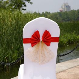 Bow Knot Chair Cover Cloth Yarn Wedding Chair Sash Back Decoration Hotel Party Tables And Chairs Decor Supplies