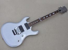 Silver 6 Strings Electric Guitar with 24 Frets Rosewood Fretboard Can be Customised