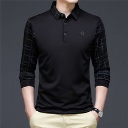 Ymwmhu Fashion Solid Polo Shirt Men Korean Fashion Clothing Long Sleeve Casual Fit Slim Man Polo Shirt Button Collar Tops 220524