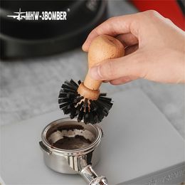 Coffee Protafilter Brush Grinder Machine Cleaning Horse Hair Wood Dusting Tools For Barista 220509
