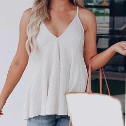 Women's T-Shirt Women Sexy V-Neck Camisole Knit Tank Top Streetwear Casual Sleeveless Off Shoulder Loose Knitted Vest T Shirt Summer TopWome