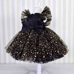 Party Ball Gown Kids Tutu Sequins Dress Girls Bridemaid Costume Girls Dress Flying Sleeve Vestidos Baby Girls Formal Clothing G220518