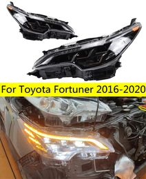 Car Head Lights Parts For Toyota Fortuner 20 16-20 20 LED Front Matrix Headlight Replacement DRL Daytime Light Projector Facelift