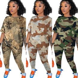 Designer Sports Suits Plus Size 4XL Summer Women Brand Tracksuits Camouflage Outfits Short Sleeve T-shirt Shorts Two Piece Sets